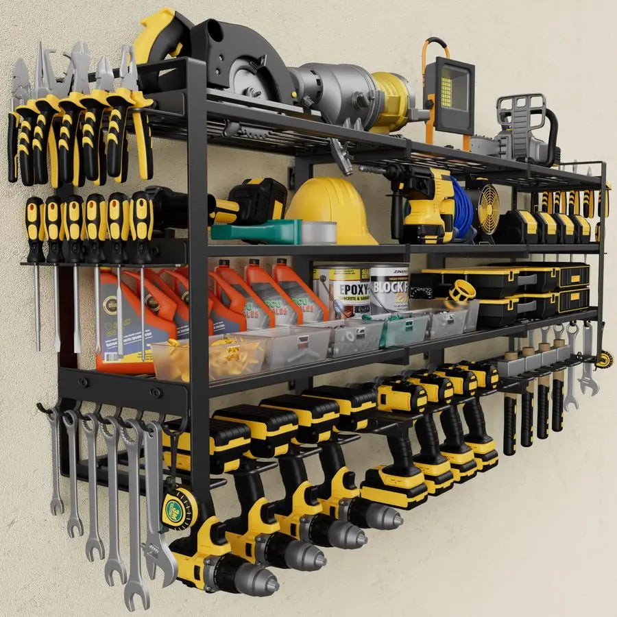 49.4 Large Power Tool Organizer Wall Mount, 4Tier Tool Storage Rack with 12 Drill Holders