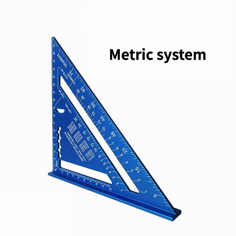 Triangle Ruler 7Inch Measurement Tool Aluminium Alloy Carpenter Tools Inch Metric Angle Ruler Speed Square Woodworking Tools