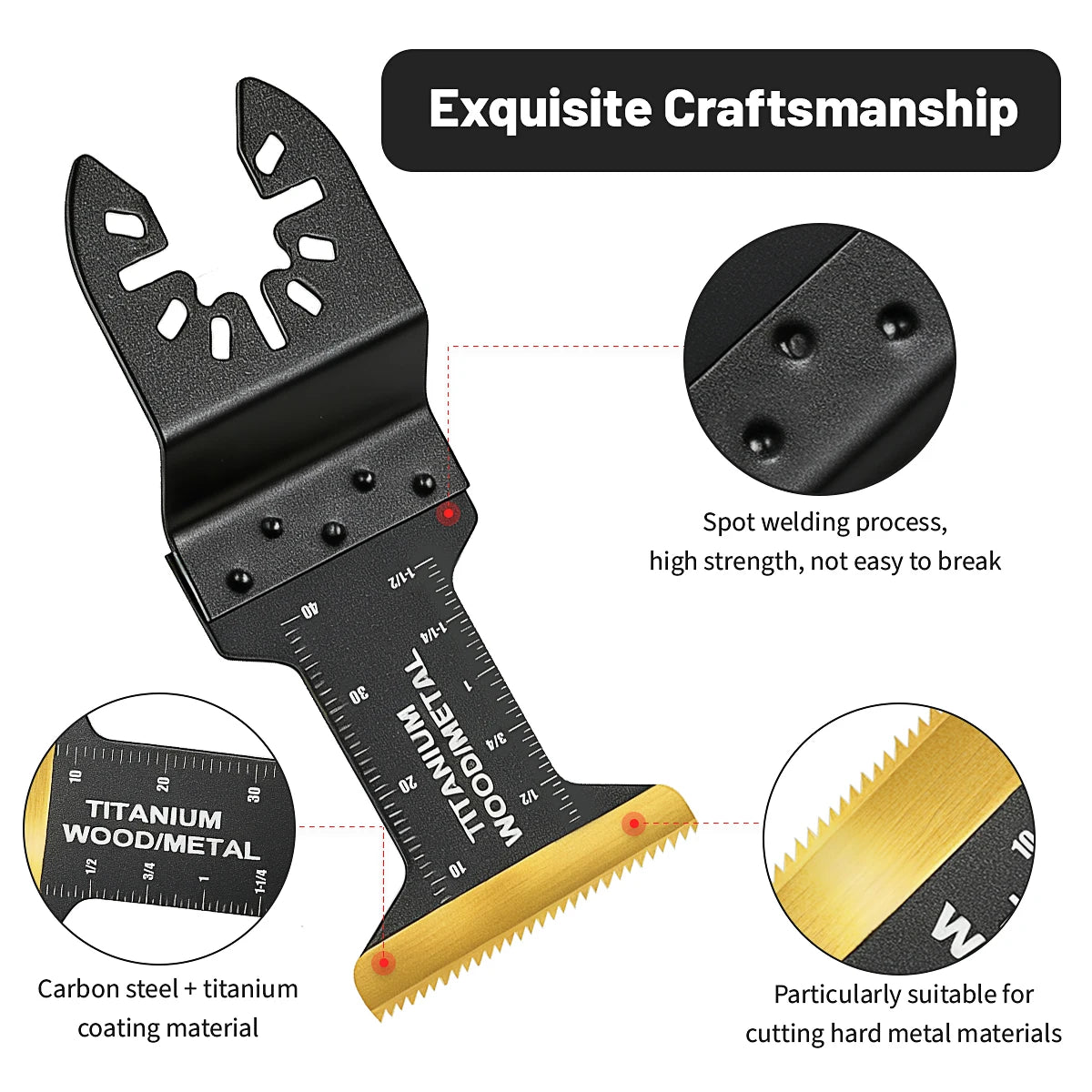 18pcs Titanium Multi Tool Blades Universal Quick Release Oscillating Saw Blades for Cutting Metal Nails Wood or Plastic