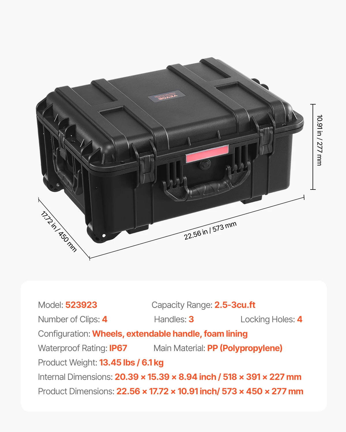 VEVOR IP67 Weatherproof Hard Case Heavy Duty Protective
